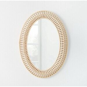 20" x 28" Light Woven Oval Mirror - Threshold designed Studio McGee